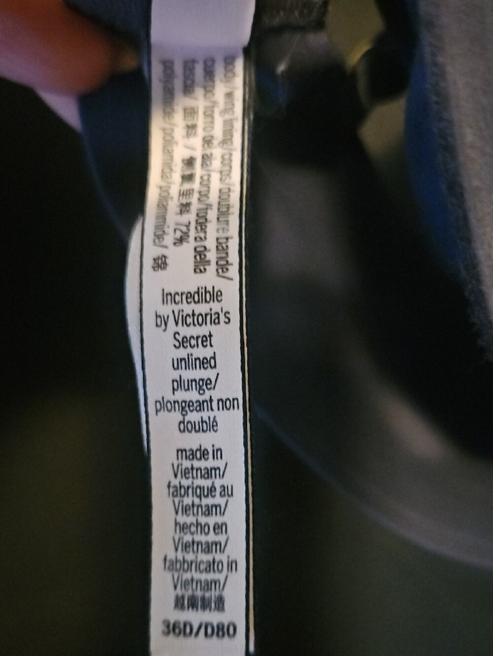 Incredible By Victoria's Secret Unlined Plunge Slate Gray Underwire Bra - Picture 3 of 4